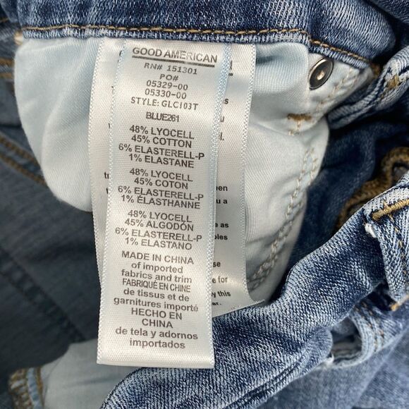 Good American Jeans Size 28 Distressed Knees Good Legs Crop - Picture 5 of 10